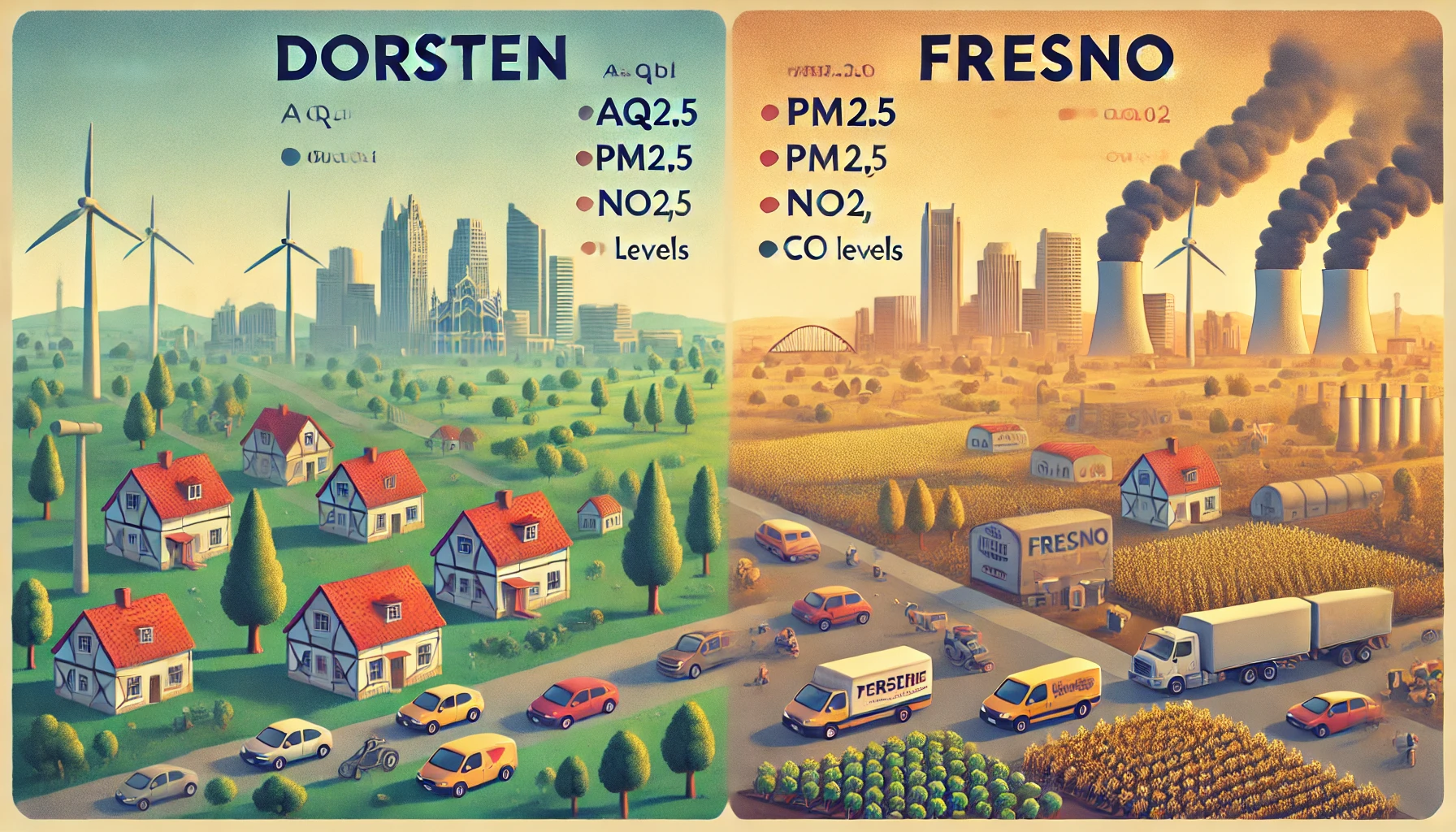 dorsten vs fresno pollution comparison chart​